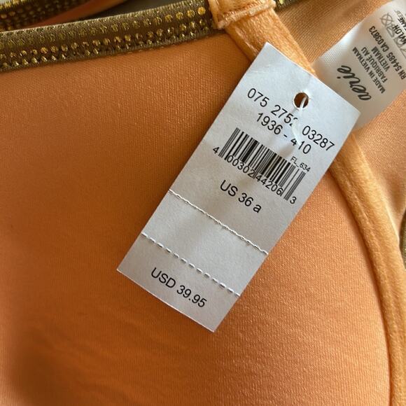 Aerie Bikini Striped Metallic Trim Push-up Top 36A Side Tie Bottom Large NWT - Picture 10 of 14